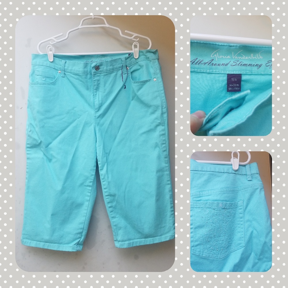 Turquoise GV shorts with Rhinestones